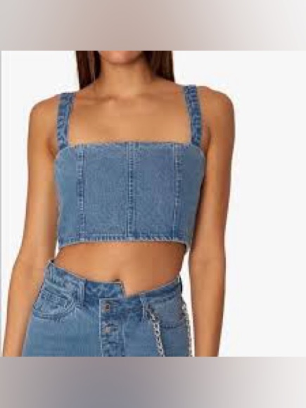 WeWoreWhat Denim Coco Crop Top - Blue